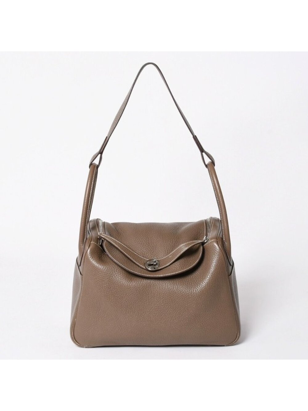 Hermes 2-Way Bag Lindy 30 Etoupe Taurillon Clemence Silver